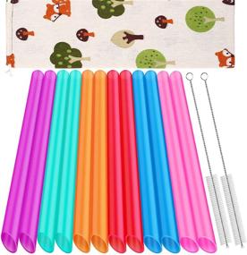 img 4 attached to 12 Pack of Angled Tips Reusable Boba Straws and Smoothie Straws 🥤 with Bonus Storage Bag and Cleaning Brushes - BPA Free Food Grade Materials