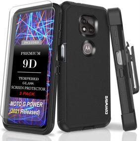 img 4 attached to 📱 Covrware Tri Series Case + 2-Pack Tempered Glass Screen Protector for Moto G Power 2021 - Holster Belt Swivel Clip, Kickstand, Heavy-Duty Full Body Armor, Shockproof Protective Cover (Black)