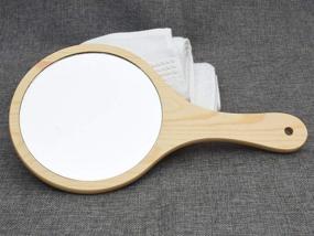 img 3 attached to Компактные деревянные зеркала для макияжа с ручкой - Easyinsmile: Личное косметическое зеркало (малое)