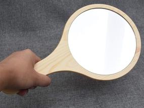 img 1 attached to Компактные деревянные зеркала для макияжа с ручкой - Easyinsmile: Личное косметическое зеркало (малое)