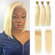 🔶 dorabeauty platinum straight blonde 4x4 lace closure with 3 bundles brazilian human hair st 10"+10"+10"+10" pre plucked closure with baby hair (#613) logo