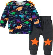 🦖 dinosaur print toddler baby boy clothing set - long sleeve t-shirt top & sweatpants - perfect fall and winter outfits logo