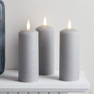 🕯️ truglow gray distressed wax flameless led candles – set of 3 battery operated slim pillar candles with remote control by lights4fun, inc. логотип