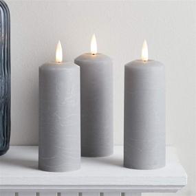 img 2 attached to 🕯️ TruGlow Gray Distressed Wax Flameless LED Candles – Set of 3 Battery Operated Slim Pillar Candles with Remote Control by Lights4fun, Inc.