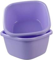 🔮 convenient and colorful tstorage 18 quart plastic square wash pan dish pan tub wash basin set - (purple, 2 packs) logo