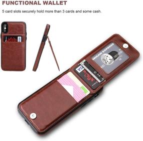 img 1 attached to 📱 KIHUWEY iPhone X/Xs Case Wallet: Premium Leather, Magnetic Clasp, Credit Card Holder & Kickstand for Ultimate Protection (Brown)