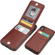 📱 kihuwey iphone x/xs case wallet: premium leather, magnetic clasp, credit card holder & kickstand for ultimate protection (brown) logo