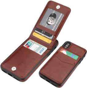 img 4 attached to 📱 KIHUWEY iPhone X/Xs Case Wallet: Premium Leather, Magnetic Clasp, Credit Card Holder & Kickstand for Ultimate Protection (Brown)