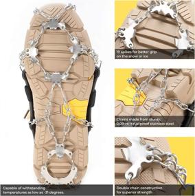 img 2 attached to 🥾 Sportneer Ice Cleats: 19-Spike Stainless Steel Crampons for Safe Walking, Climbing, and Hiking on Snow