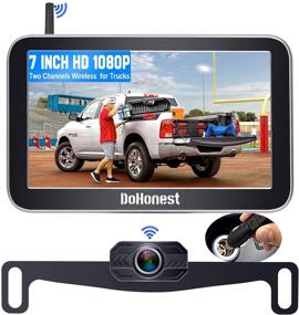 img 4 attached to Wireless Backup Camera System for Trucks, Cars, Pickups, Campers, Vans | 7 Inch HD Monitor | 1080P Bluetooth Backup Camera | Stable Digital Signal | Second RV Rear View Camera Support | DoHonest V29