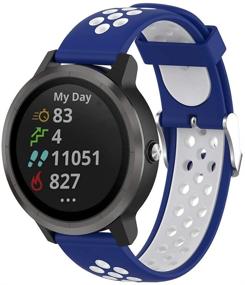 img 2 attached to Shenray Replacement Band for Garmin Vivoactive 3 or Samsung Gear Sport R600 / Gear S2 Classic / R850 R830 R820 R810 R732 R600 R500 - Blue White