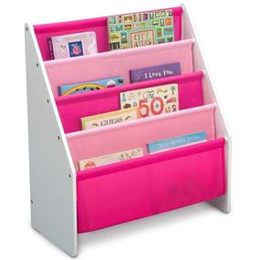 img 2 attached to 📚 Delta Children Sling Book Rack: Convenient Storage Solution for Kids' Books, Magazines, and Coloring Books – Perfect for Playrooms & Homeschooling (White/Pink)