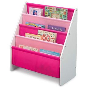 img 1 attached to 📚 Delta Children Sling Book Rack: Convenient Storage Solution for Kids' Books, Magazines, and Coloring Books – Perfect for Playrooms & Homeschooling (White/Pink)