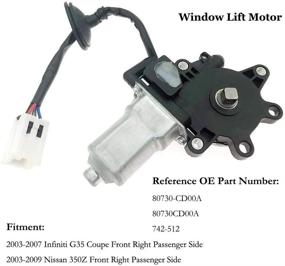 img 3 attached to 🚘 2003-2009 Nissan 350Z 2003-2007 Infiniti G35 Coupe Front Right Window Lift Motor - Replace 80730-CD00A