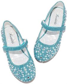 img 4 attached to Sparkling Furdeour Girls Glitter Flats: Adorable Dress Shoes for Princesses at Wedding Parties and Flower Rhinestone Shoes for Kids