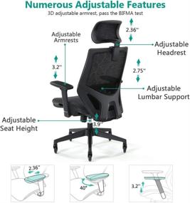 img 2 attached to Premium Ergonomic Office Chair with Lumbar Support, High Back Desk Chair - Tribesigns Big Tall Chair with Breathable Mesh Seat, 3D Armrest & Blade Wheels