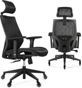 img 4 attached to Premium Ergonomic Office Chair with Lumbar Support, High Back Desk Chair - Tribesigns Big Tall Chair with Breathable Mesh Seat, 3D Armrest & Blade Wheels