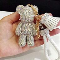 🧸 tishaa bling cute teddy bear car keychain keyring key fob - accessory pendant (white) for enhanced seo logo