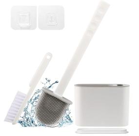 img 4 attached to 🧼 Toilet Bowl Brush Set with Silicone Bristles, Deep Cleaning Brush and Holder – Freestanding or Wall Mounted