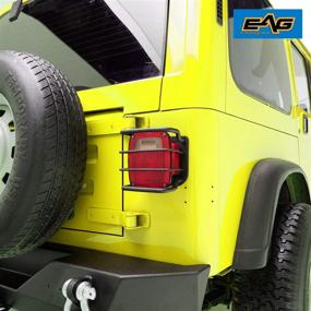 img 3 attached to 🚦 Enhance Your Wrangler's Safety: EAG Black Textured Off Road Taillight Tail Light Euro Guards Steel Protector for 87-06 Wrangler TJ YJ