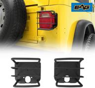 🚦 enhance your wrangler's safety: eag black textured off road taillight tail light euro guards steel protector for 87-06 wrangler tj yj logo