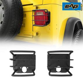 img 4 attached to 🚦 Enhance Your Wrangler's Safety: EAG Black Textured Off Road Taillight Tail Light Euro Guards Steel Protector for 87-06 Wrangler TJ YJ