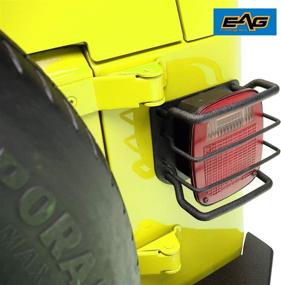 img 2 attached to 🚦 Enhance Your Wrangler's Safety: EAG Black Textured Off Road Taillight Tail Light Euro Guards Steel Protector for 87-06 Wrangler TJ YJ