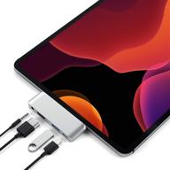 🔌 satechi aluminum type-c mobile pro hub adapter: usb-c pd charging, 4k hdmi, usb 3.0 & 3.5mm - compatible with 2020/2018 ipad pro, ipad air (silver) logo