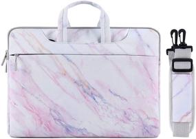 img 4 attached to 🎒 MOSISO Laptop Shoulder Bag for MacBook Pro/Air 13 inch, 13-13.3 inch Notebook Computer, Canvas Cross Grain Marble Carrying Briefcase Sleeve