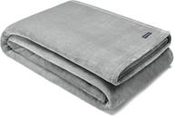 nautica ultra plush collection blanket - super soft & cozy fleece, lightweight & incredibly warm, easy care machine washable, queen size, grey logo