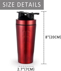 img 2 attached to Premium Stainless Steel Protein Shaker Bottle with Marker & Shaker Ball - 30 Ounce Sports Water Bottle