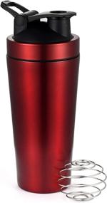 img 4 attached to Premium Stainless Steel Protein Shaker Bottle with Marker & Shaker Ball - 30 Ounce Sports Water Bottle