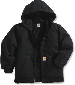 img 2 attached to Carhartt Active Jacket Brown: Top-quality Large Boys' Clothing in Jackets & Coats!