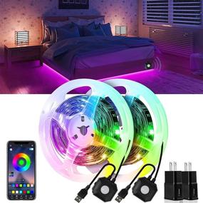 img 4 attached to 🛌 “Under Bed Light Strips, 2x9.84ft 5050 RGB LED Light Strip with Smart App Control, Music Sync, USB 5V Power Supply, Dimmable Night Light with Auto Shut Off Timer for Bedroom, Stairway”