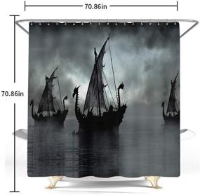 img 1 attached to 🛥️ Norse Décor Vikings Ship Shower Curtain Liner – Black & White Fantasy Boat Art with Sailing Dragon Design – 70x70 Inches – Waterproof – Gift for Him/Her