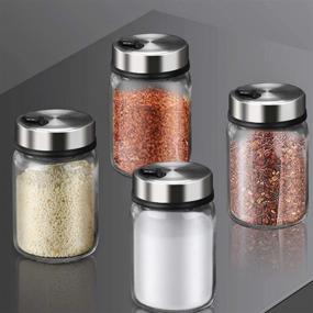 img 1 attached to 🧂 Enhance Your Culinary Experience with the Premium Glass Salt & Pepper Shaker: Adjustable Lid, 4 Pouring Hole Sizes, 150ml Bottles for Seasoning, Herbs & Spice