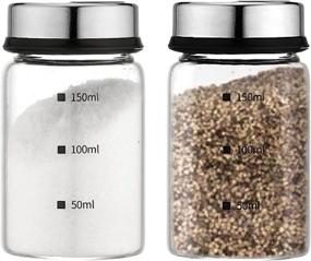 img 4 attached to 🧂 Enhance Your Culinary Experience with the Premium Glass Salt & Pepper Shaker: Adjustable Lid, 4 Pouring Hole Sizes, 150ml Bottles for Seasoning, Herbs & Spice