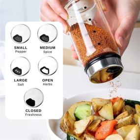 img 3 attached to 🧂 Enhance Your Culinary Experience with the Premium Glass Salt & Pepper Shaker: Adjustable Lid, 4 Pouring Hole Sizes, 150ml Bottles for Seasoning, Herbs & Spice