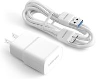 samsung ep-ta10jwe 5.0v 2amp charger adapter with samsung et-dq11y1we 🔌 data sync cable for galaxy s5/note 3 - non retail packaging (white) logo