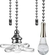 💡 decorative ceiling fan pull chain extender with glass ornaments – crystal light bulb and fan for ceiling light lamp chain (nickel chain) логотип