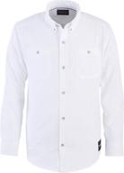 👔 classy & functional calvin klein boys' long sleeve herringbone button-down shirt with chest pockets logo