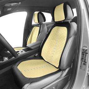 img 3 attached to 🚘 Enhance Your Ride with FH Group FB209102BEIGE Universal Fit Ultra Car Seat Cushions - Front Set, Beige