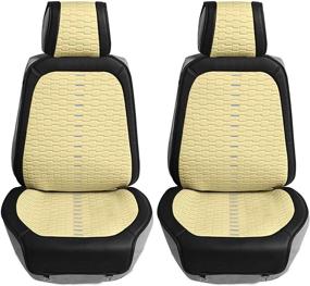 img 4 attached to 🚘 Enhance Your Ride with FH Group FB209102BEIGE Universal Fit Ultra Car Seat Cushions - Front Set, Beige