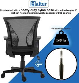 img 3 attached to 🎮 Black Gaming Mesh Chair with Adjustable Ergonomics, Armrests, and Wing Lumbar Support - HALTER Desk Chair for Ideal Gaming or Home Office