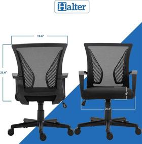 img 1 attached to 🎮 Black Gaming Mesh Chair with Adjustable Ergonomics, Armrests, and Wing Lumbar Support - HALTER Desk Chair for Ideal Gaming or Home Office