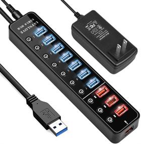 img 4 attached to 🔌 LYFNLOVE Powered USB Hub - 11 Port 48W Data Charging Hub with 7 USB 3.0 Ports and 4 Smart Charging Ports | USB 3.0 Splitter with On/Off Switches for Laptop, PC, Computer, TV, HDD, Flash Drive, and More