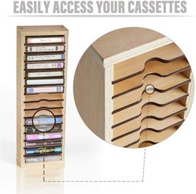 img 2 attached to 📼 TunePhonik Wooden Cassette Tape Storage Case Organizer with 16 Slots