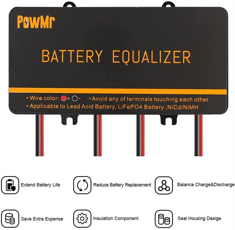 iSunergy Battery Voltage Balancer 48V - 4 x 12V Battery Equalizer with LED  Display of Battery Voltage for Gel Flood AGM Lead Acid Lithium Battery