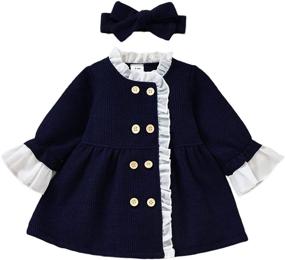 img 4 attached to 👗 Toddler Baby Girl Knit Sweater Dress - Cute Solid Ruffle Long Sleeve Dresses Top, Perfect for Fall and Winter Warm Outfits