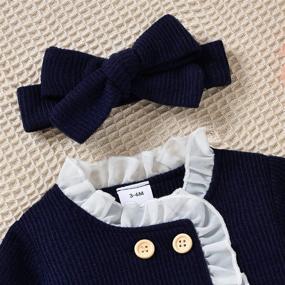 img 1 attached to 👗 Toddler Baby Girl Knit Sweater Dress - Cute Solid Ruffle Long Sleeve Dresses Top, Perfect for Fall and Winter Warm Outfits